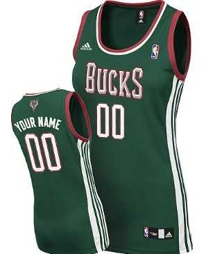 Womens Customized Milwaukee Bucks Green Jersey